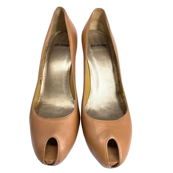 $268 St. John leather unique peeptoe pumps - Picture 10 of 10